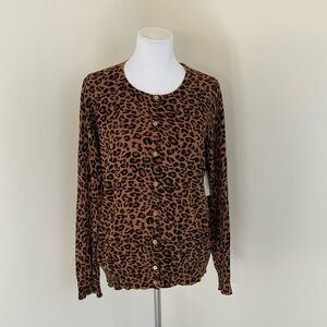 NWT Time and Tru Animal Print Button-Up Cardigan Sweater